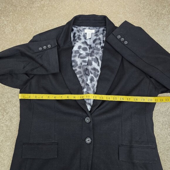 Chicos Two Button Blazer Jacket Size Large Stretch Comfort Office Career Black - Picture 6 of 8